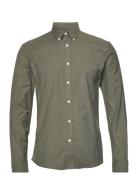 Yarn Dyed Oxford Superflex Shirt L/ Tops Shirts Casual Khaki Green Lin...