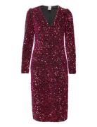 Yaspinko Sequin Ls Midi Dress - Show Knælang Kjole Red YAS