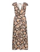 Floral Wrap Neckline Dress Dresses Wrap Dresses Black Mango