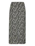 Slit Printed Long Skirt Lang Nederdel Black Mango