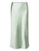 Midi Satin Skirt Knælang Nederdel Green Mango