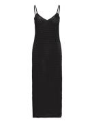 Long Openwork Knitted Dress Knælang Kjole Black Mango