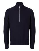 Slhaxel Ls Knit Half Zip Tops Knitwear Half Zip Jumpers Navy Selected ...