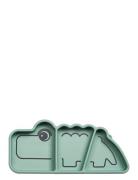 Silic Stick&Stay Snack Plate Croco Green Home Meal Time Plates & Bowls...