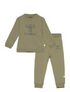 Hmlarine Crewsuit Sport Tracksuits Green Hummel