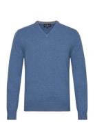 Lambswool V Neck Tops Knitwear V-necks Blue Hackett London