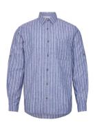 Comfort Cotton Linen Shirt Tops Shirts Linen Shirts Blue Tom Tailor