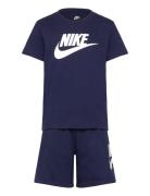 Ks-Knit Short Set Sport Sets With Short-sleeved T-shirt Navy Nike