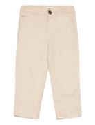 Straight Linen-Blend Trousers Bottoms Chinos Beige Mango