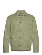 Errol Linen Workwear Overshirt Designers Overshirts Khaki Green J. Lin...