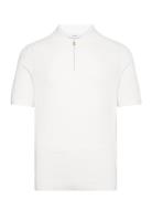 Ivor Designers Knitwear Short Sleeve Knitted Polos White Reiss