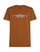 Hilfiger Chest Stripe Tee Tops T-Kortærmet Skjorte Brown Tommy Hilfige...