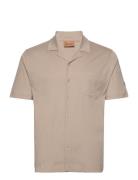 Mmgmarco Cuban Ss Shirt Tops Shirts Short-sleeved Beige Mos Mosh Galle...