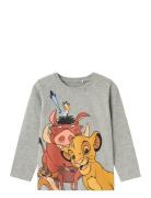 Nmmjoost Lionking Ls Top Wdi Tops T-shirts Long-sleeved T-Skjorte Grey...