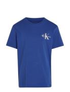 Chest Monologo Ss T-Shirt Tops T-Kortærmet Skjorte Blue Calvin Klein