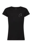 Ck Signage Slim Ss T-Shirt Tops T-Kortærmet Skjorte Black Calvin Klein