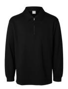 Slhrelax-Emanuel Soft Polo Zip Sweat Ex Tops Polos Long-sleeved Black ...