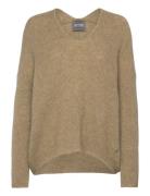 Mmthora V-Neck Knit Tops Knitwear Jumpers Beige MOS MOSH