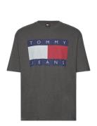 Tjm Ovz Melange Flag Tee Tops T-Kortærmet Skjorte Grey Tommy Jeans