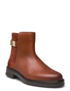 Th Logo Leather Mix Chelsea Shoes Chelsea Boots Brown Tommy Hilfiger