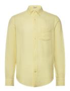 Reg Cotton Linen Texture Shirt Tops Shirts Linen Shirts Yellow GANT