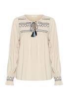 Crsmokia Blouse Tops Blouses Long-sleeved White Cream