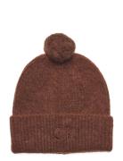 Ck Embroidery Airy Pompom Beanie Accessories Headwear Beanies Brown Ca...