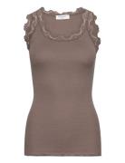 Rwbabette Silk Sl U-Neck Long Lace Tops T-shirts & Tops Sleeveless Bro...