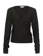 Rifagz Wrap Top Tops Blouses Long-sleeved Black Gestuz