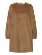 Slfjenny Ls O-Neck Corduroy Dress D2 Knælang Kjole Brown Selected Femm...