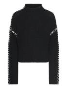 Vmnewcream Ls Funnelneck Pullover Boo Tops Knitwear Jumpers Black Vero...