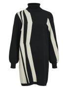 Objray L/S Knit Rollneck Dress Aop Noos Dresses Knitted Dresses Black ...