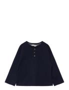 Long Sleeve Cotton T-Shirt Tops T-shirts Long-sleeved T-Skjorte Navy M...