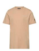 Script Embroidered T-Shirt Tops T-Kortærmet Skjorte Beige Lyle & Scott