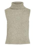 Vibeluna High Neck S/L Knit Vest-Noos Vests Knitted Vests Beige Vila