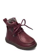 Lace/Zip Tex Leather Boots Støvler Red En Fant