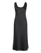 Viscose Satin Slip Dress Knælang Kjole Black Calvin Klein