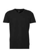 Mens Stretch V-Neck Tee S/S Tops T-Kortærmet Skjorte Black Lindbergh