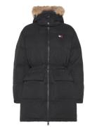 Tjw Midi Alaska Faux Fur Foret Jakke Black Tommy Jeans