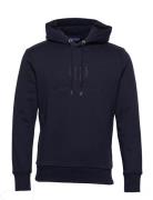 Reg Tonal Shield Hoodie Tops Sweatshirts & Hoodies Hoodies Navy GANT