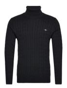 Cotton Cable Turtle Neck Tops Knitwear Turtlenecks Black GANT