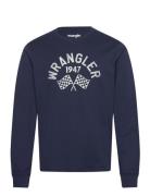 Ls Graphic Tee Tops T-Langærmet Skjorte Navy Wrangler