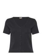 Muse Ss Tee Caviar Cotton/Poly Tops T-shirts & Tops Short-sleeved Blac...