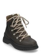 Boots - Flat - With Lace And Zip Vinterstøvler Med Snøre Khaki Green A...