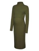 Mlsuniva June L/S Knit Midi Dress 2F Knælang Kjole Khaki Green Mamalic...