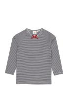 Striped Ls Tee W. Bow Tops T-shirts Long-sleeved T-Skjorte Navy Copenh...