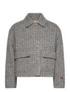 Becky Dogtooth Jacket Uldjakke Jakke Grey BUSNEL