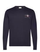 Reg Medium Archive Shield Ls T Tops T-Langærmet Skjorte Navy GANT