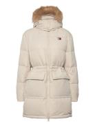 Tjw Midi Alaska Faux Fur Foret Jakke Cream Tommy Jeans