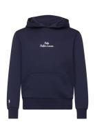 Logo Double-Knit Hoodie Tops Sweatshirts & Hoodies Hoodies Navy Ralph ...